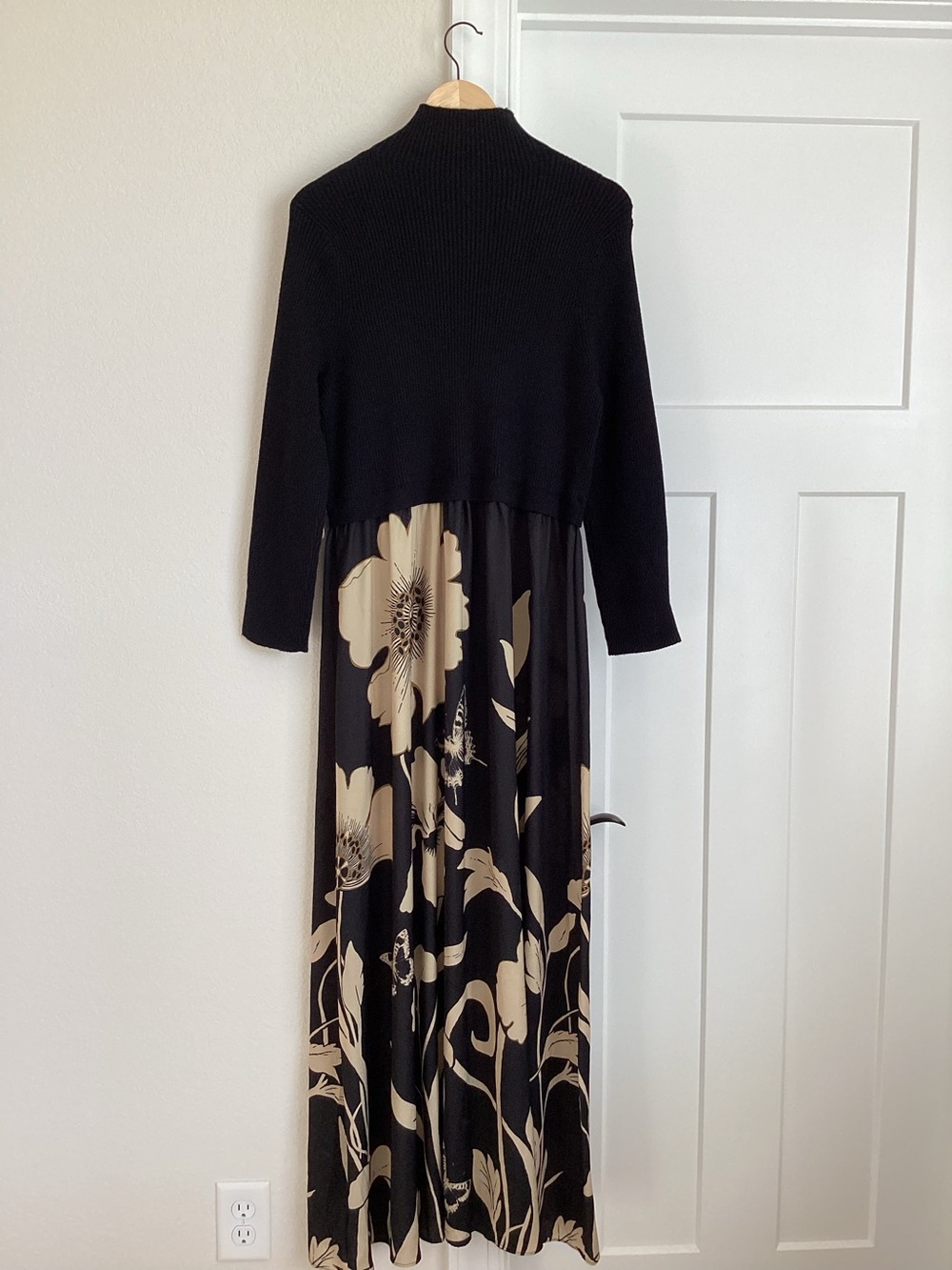 🦋Anthropologie Thea Long Sleeve Twofer Maxi Dress New 2X Butterfly Floral Black - Picture 13 of 16